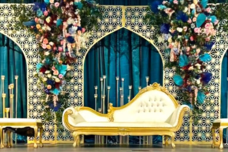 Premium wedding stage and venue decor at Omkar Garden Pune