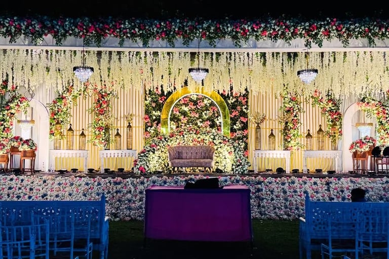 Stunning floral and wedding decor at Omkar Garden Mangal Karyalaya 