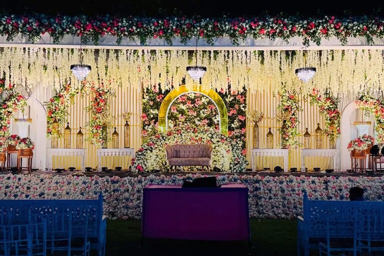 Elegant wedding decor at Omkar Garden Mangal Karyalaya, Kondhwa Pune
