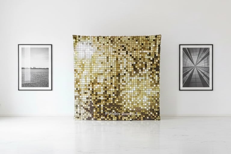 X-Frame Hintergrundstoff - Hier in Goldoptik