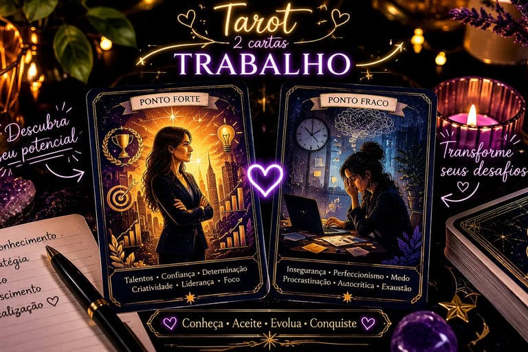 Tarot 2 cartas trabalho ponto forte e ponto fraco: diagnóstico profissional