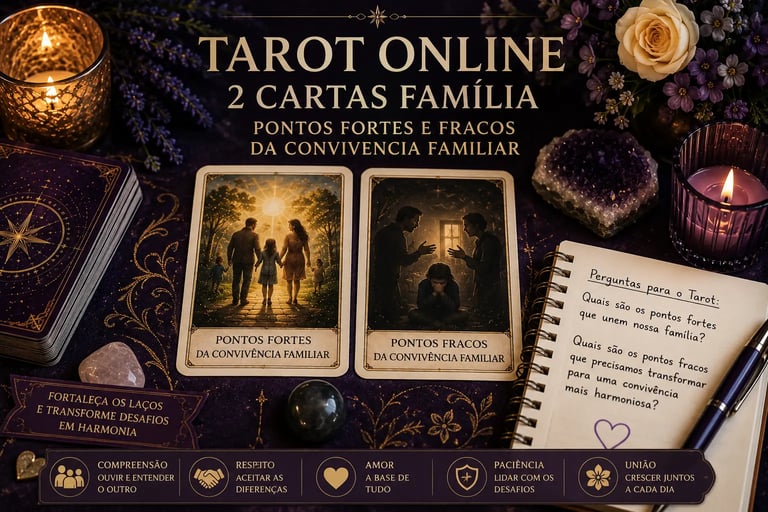 Tarot online 2 cartas família pontos fortes e fracos da convivência familiar