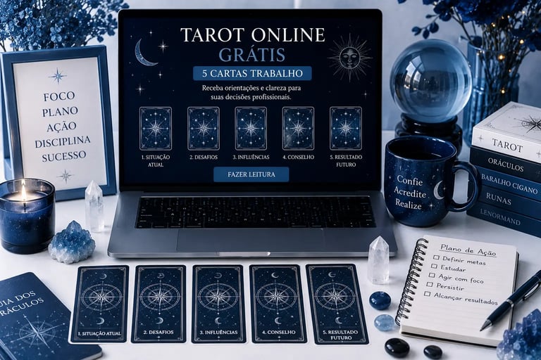 Tarot Online 5 Cartas Trabalho: análise completa de carreira e missão profissional