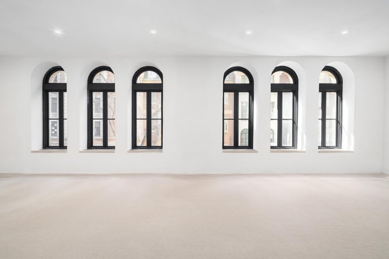Open event space with arched windows at Thirty-Five Off Madison luxury event venue NYC