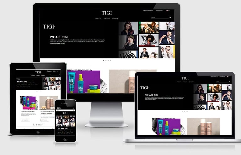 TIGI B2B Website on assorted devices