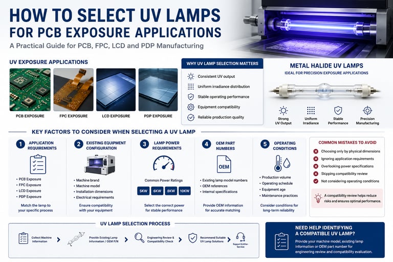 PCB exposure UV lamp selection guide for industrial exposure systems and manufacturing applications