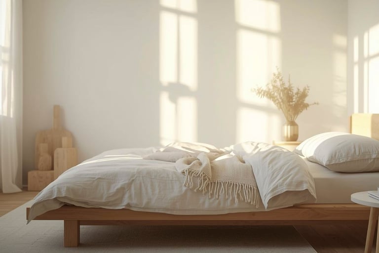 Window placement in a French Mediterranean bedroom.