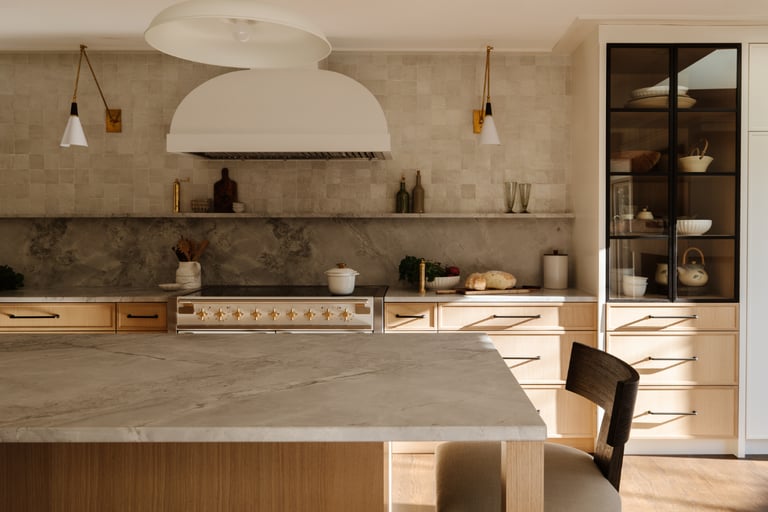 A French Mediterranean kitchen read as one continuous system!