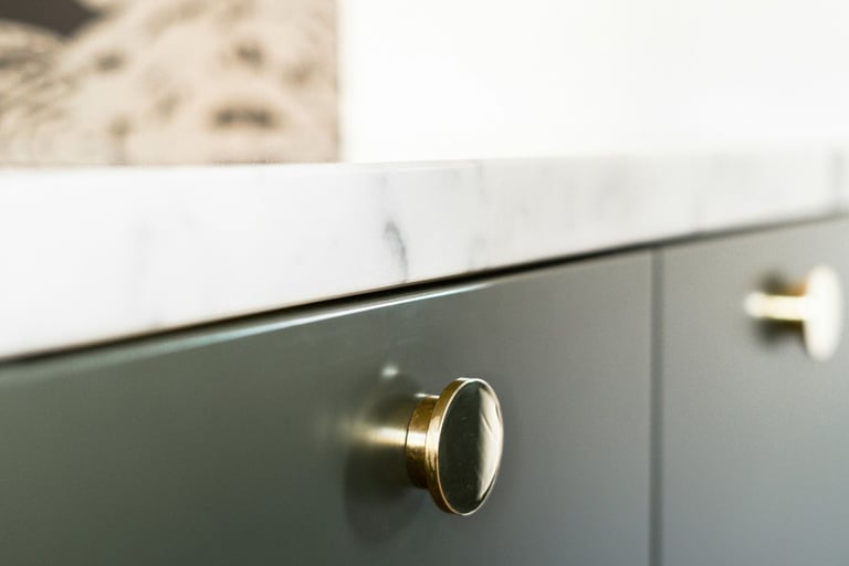 Quiet closed cabinet front in a French Mediterranean kitchen.