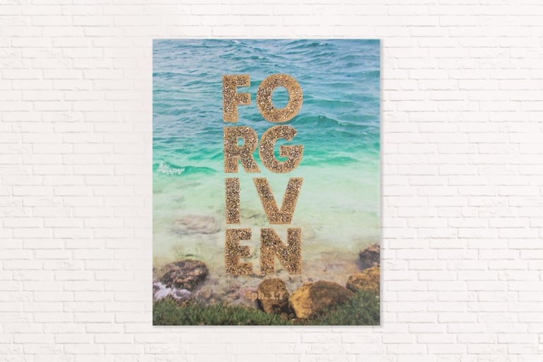 Christian mixed media 16x20 ocean canvas