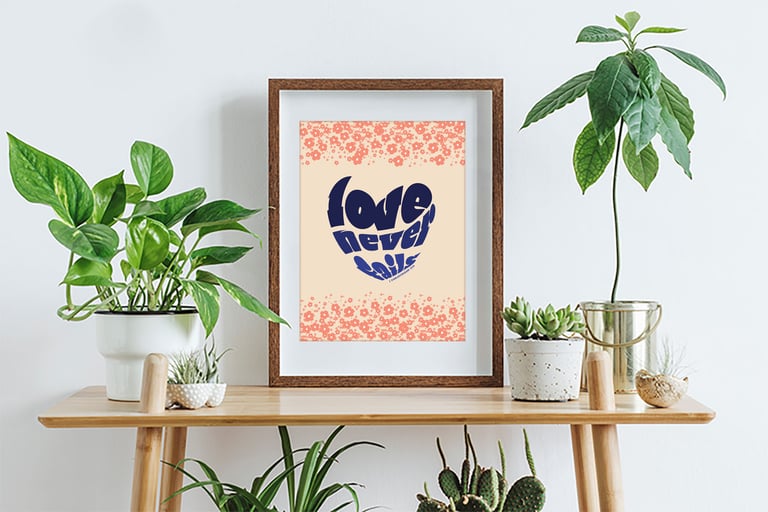 love never fails heart downloadable print 