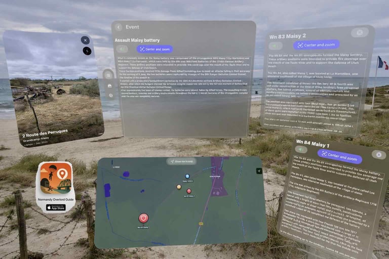 Maisy battery in Normandy immersive mode multi panels with Apple Vision Pro