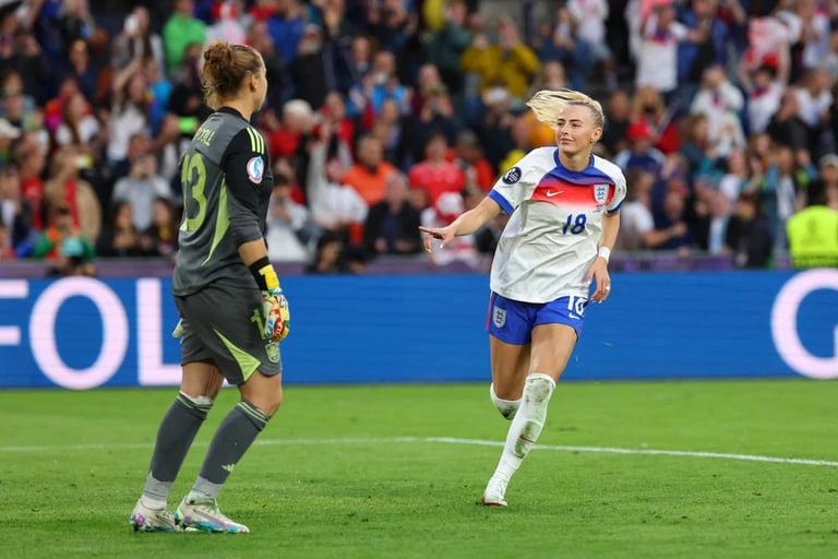Chloe Kelly's celebration in the goalkeeper's face