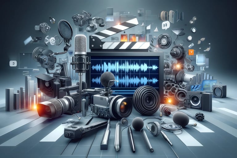 a laptop computer with a laptop and various musical instruments