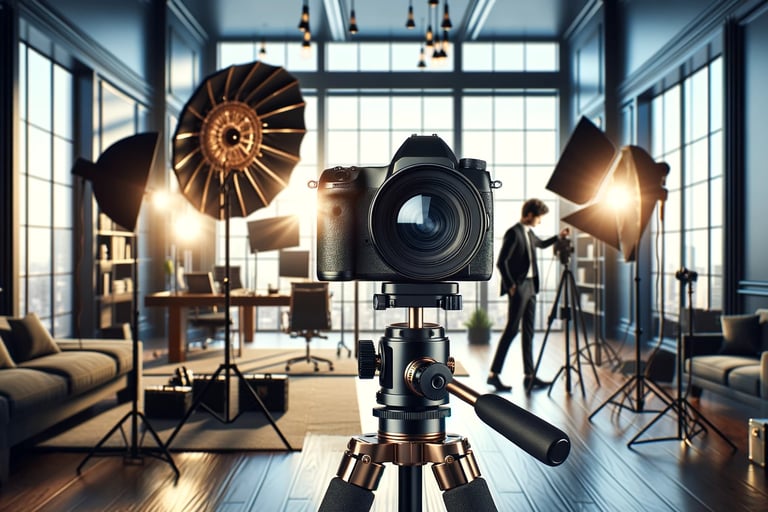 a camera and a camera on a tripod