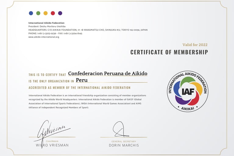 Certificado Peru miembro de la IAF