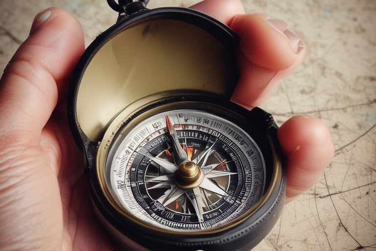 una mano che regge una bussola simbolo di crescita personale