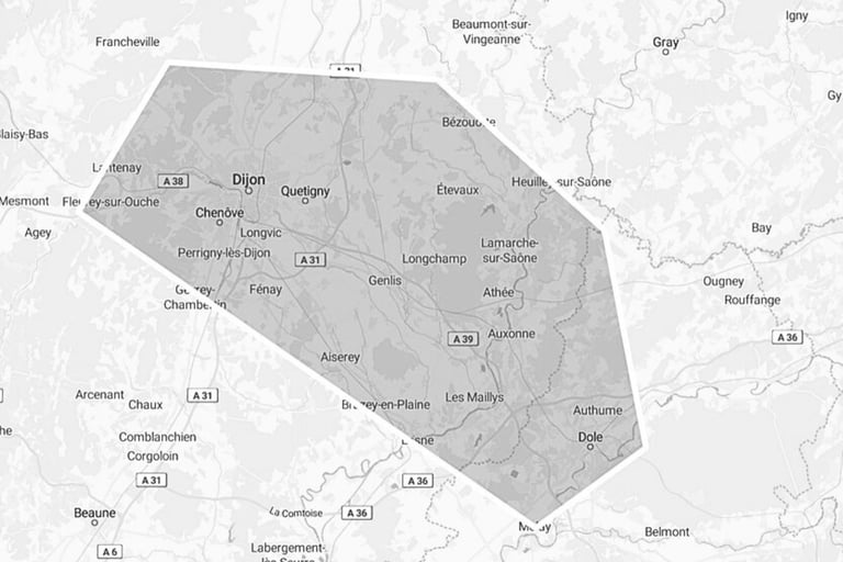 Secteur géographique d'intervention entre Dijon et Dole