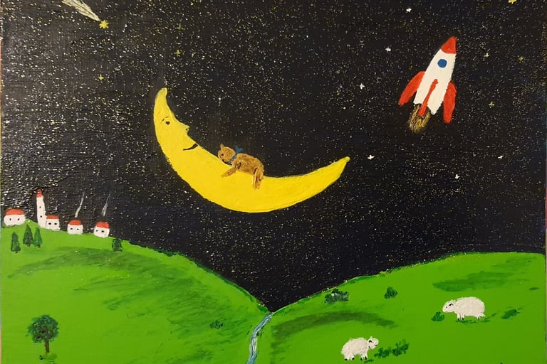 Rêve de fusée. 33x24cm.