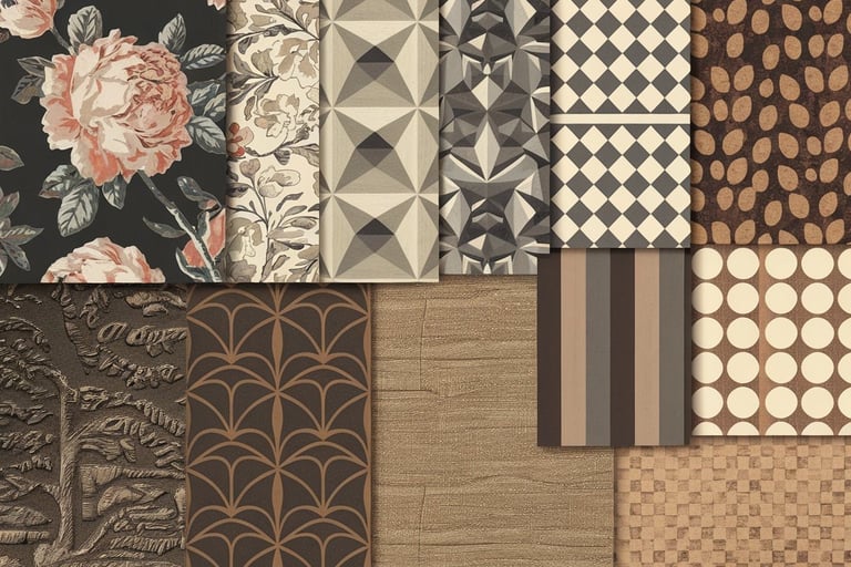 papiers peints à motifs floraux, géométrique