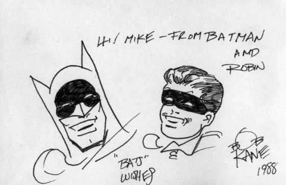 bob kane signed autographed batman and robin comic doodle sketch 
