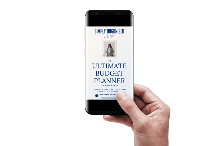 mock up on mobile phone of the ultimate budget planner