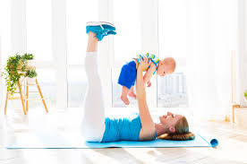 happy mom with baby