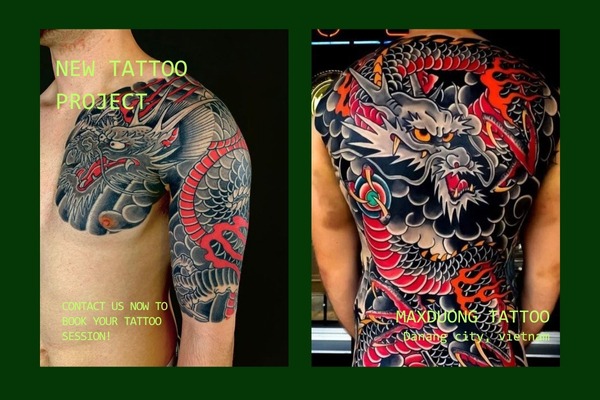 Dragon & Clouds Sleeve Tattoo