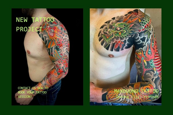 Koi Fish & Water Waves Tattoo