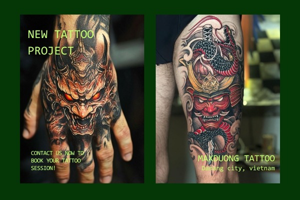 Oni Mask Chest Tattoo