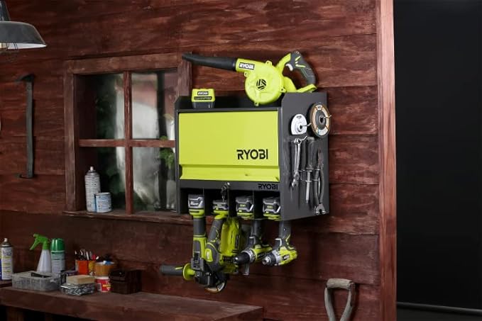 Ryobi RHWS-01 Wall Mounted Cabinet with Door,Yellow, Grey,Small, storage solution
