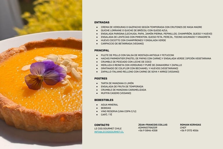 menú almuerzo le coq gourmet