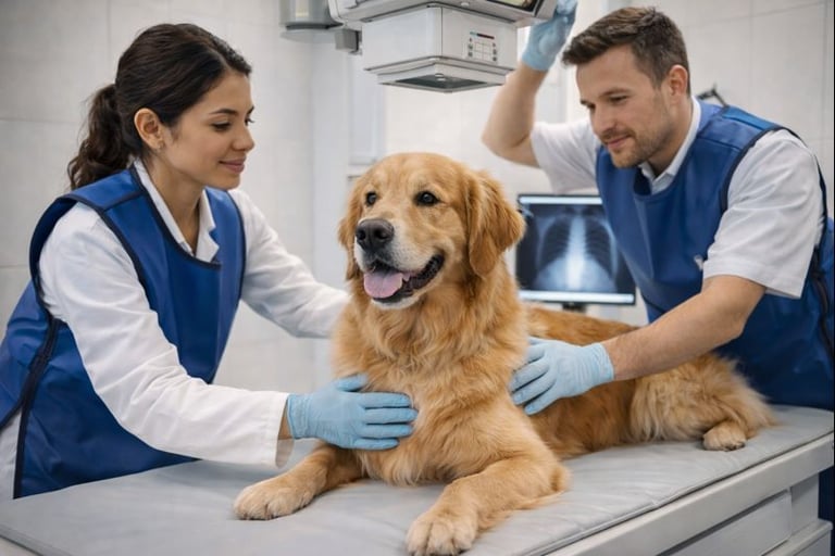 Golde Retriever Dog en atencion Veterinaria