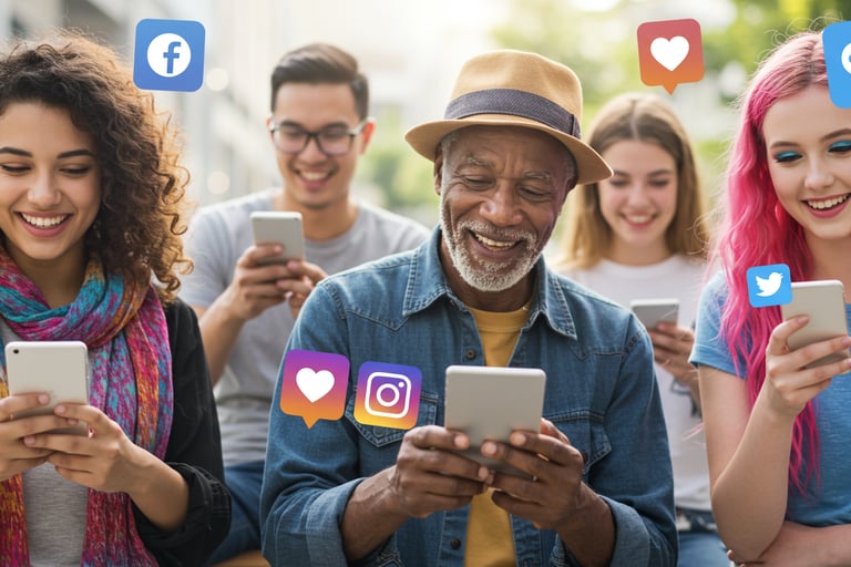 Image of people looking at smartphones