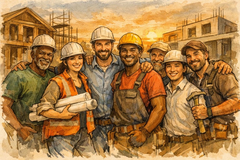 L'équipe virtuelle de construction de maison en bois en Martinique