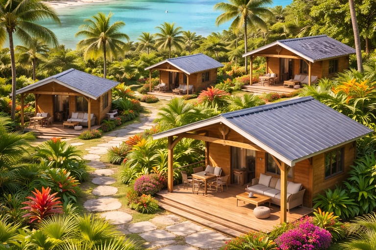 Bungalows en bois en kit Martinique - 4 bungalows en résidence touristique