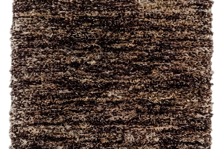 Solid dark espresso brown heavy shaggy hand-tufted rug with mocha highlights from Indian exporter