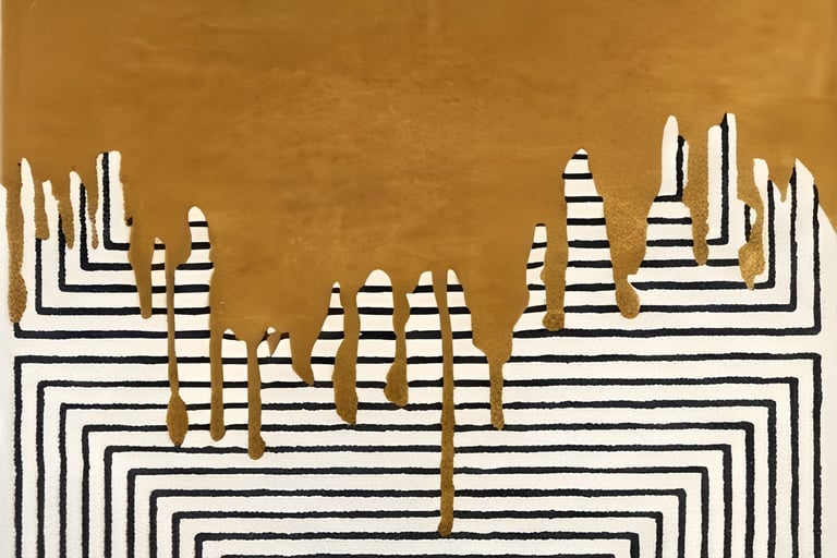 GOLDEN MAZE Shreempex Rugs - Modern luxury geometric maze hand-tufted rug from Indian exporter