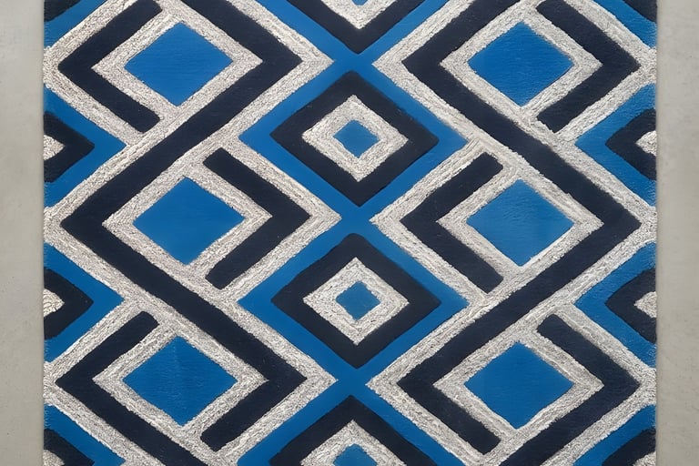 INDIGO DIAMOND Shreempex Rugs diamond hand-tufted rug in indigo blue and silver from Indian exporter