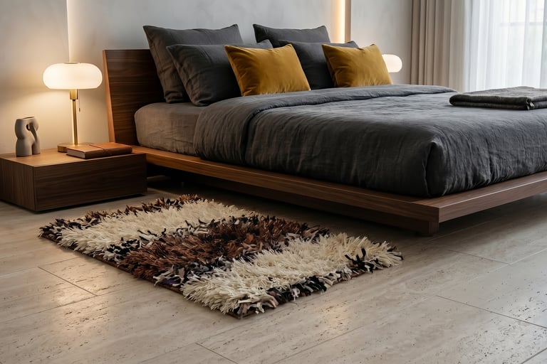 remium hand-tufted high-pile shaggy area rug with brown and cream stripes for Bulk