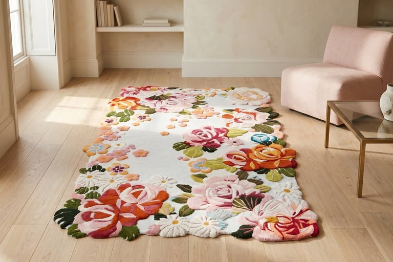 hand-tufted rose pattern floral rug exporter India