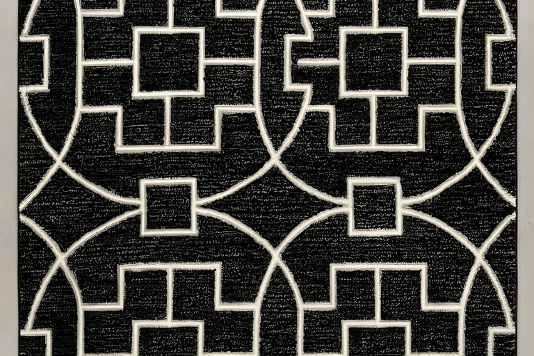 MONARCH GRID Shreempex Rugs - Modern luxury geometric fretwork Greek key hand-tufted rug