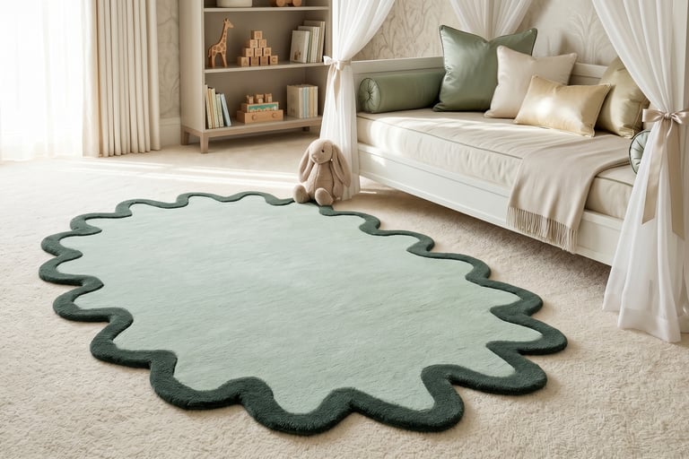 Shreempex Rugs for Kids - Premium hand-tufted modern wavy ripple rug showcased in kids room