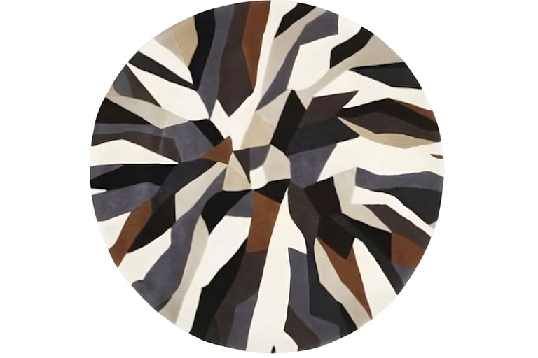 Modern round abstract geometric burst patchwork hand-tufted rug from Indian Manufacturer