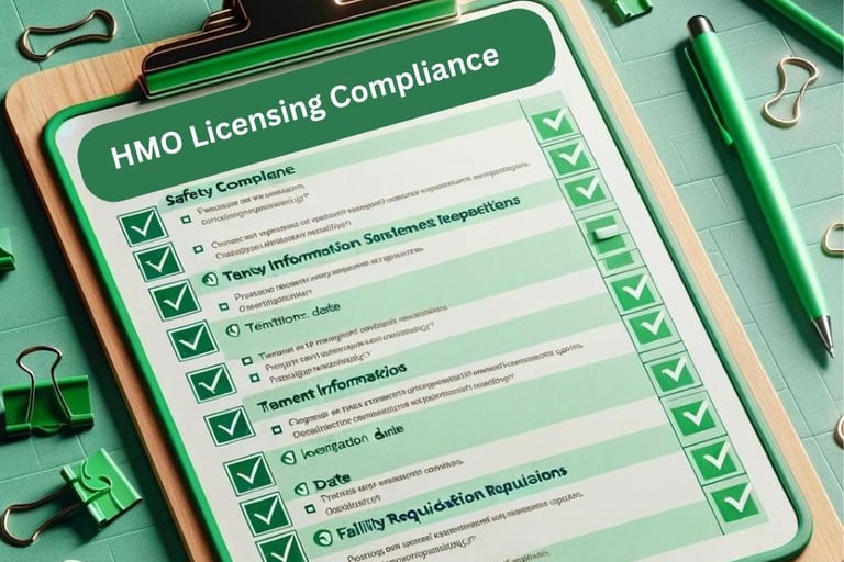 An image showing a checklist for Exeter City Councils HMO licensing requirements