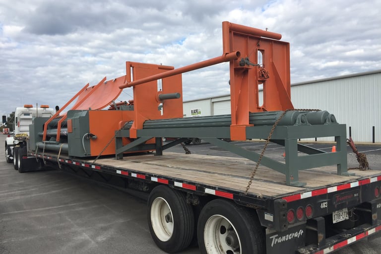 Rebuilt Wire Mesh Cage Roller and Payoff loaded on truck