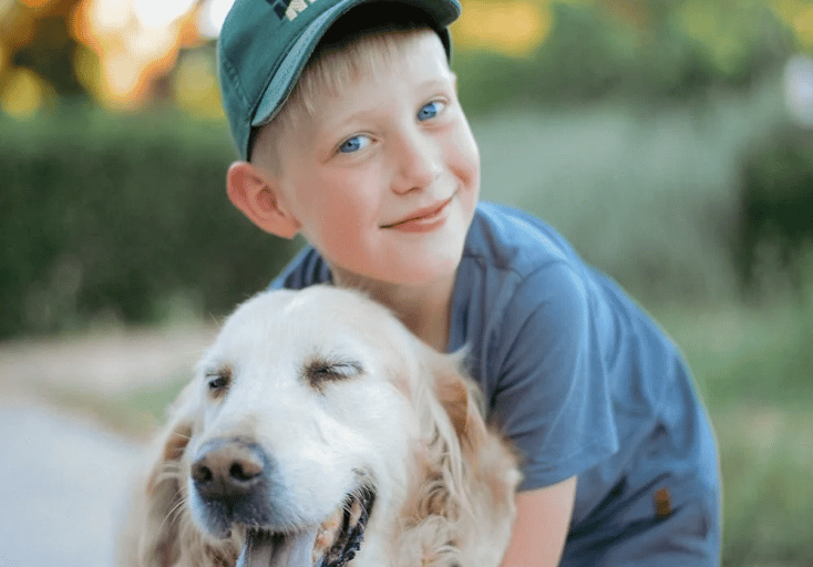 A child spends time outdoors.