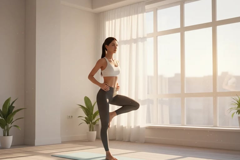 Yoga in  indoor sunlight