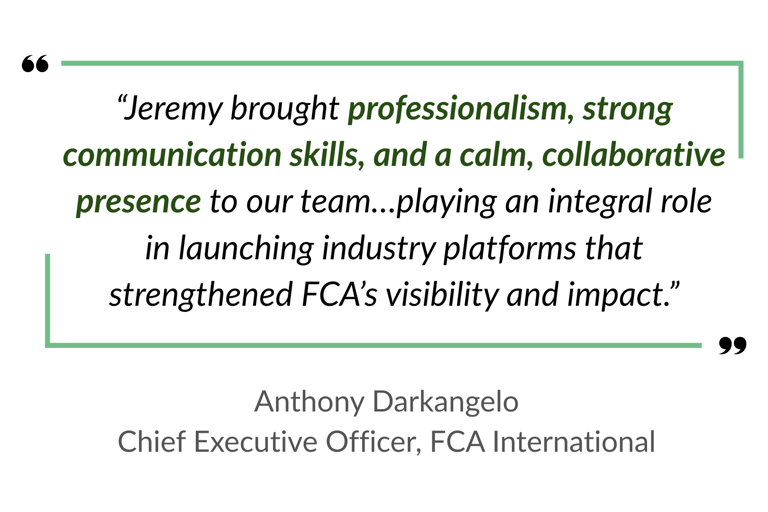 Letters recommending Jeremy Fitch from former bosses/colleagues.