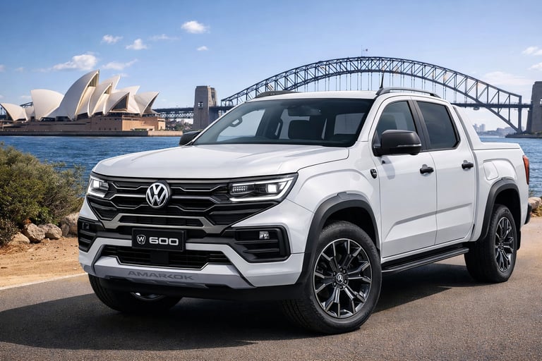Volkswagen Amarok W600 2026 perto da Sydney Opera House na Austrália